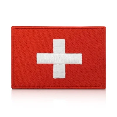 Afbeelding van Finally Home Velcro patch Zwitserse vlag 7,6 x 5,0 cm klittenbandpatches, Suisse klittenbandpatch, Zwitserland outdoor backpacker patches