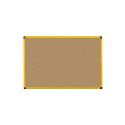 Afbeelding van Bi Office Kurkbord prikbord UltraBrite, 60 x 45 cm met geel aluminium frame