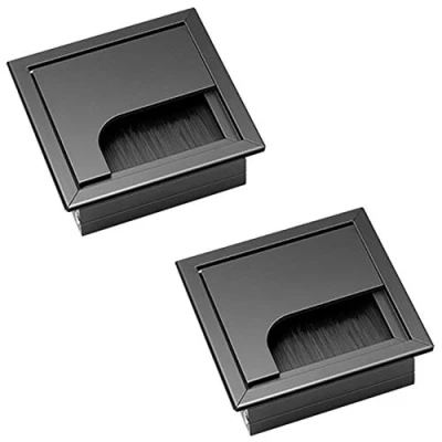 Afbeelding van kabeldoorvoer, bureaudoorvoer, voor bureau, 2 stuks, 80 mm x mm, aluminiumlegering met borstelafdichting, bureaus.