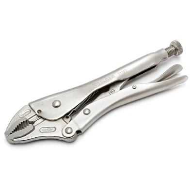 Afbeelding van SATA ST71103ST Gebogen kaakvergrendelingtang met vernikkeld stalen lichaam en schuine tanden voor betere grip