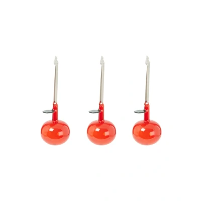 Afbeelding van Iittala Oiva Toikka Lasiomena kersthanger 9 cm set van 3 Rood
