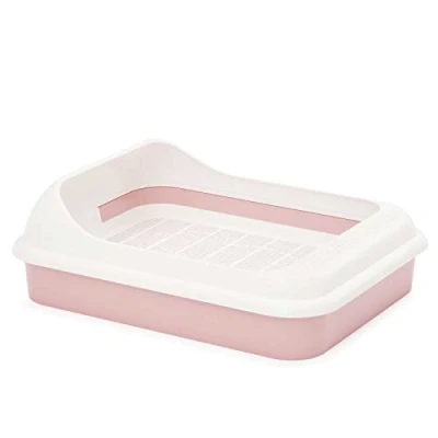Afbeelding van 4BIG.fun kattenbak schaaltoilet kat kittens hoge rand reinigingszeef roze paars