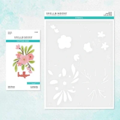 Afbeelding van Spellbinders Hello Blooms Stencil &amp; Die Bundle (BD 0763) (DISCONTINUED)