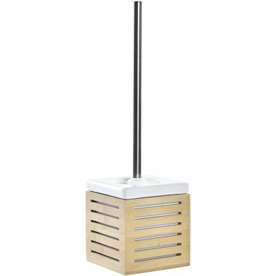 Afbeelding van Items Toiletborstel met houder bamboe wit 37 x 11 cm