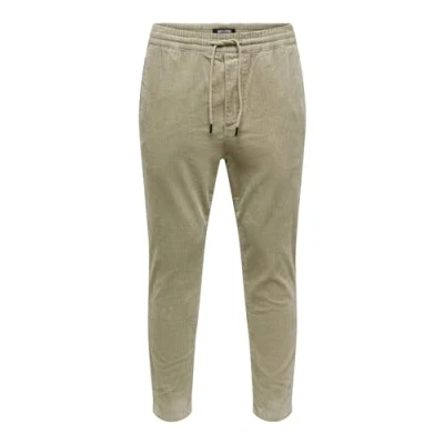 Afbeelding van ONLY &amp; SONS corduroy tapered fit joggingbroek ONSLINUS bruin