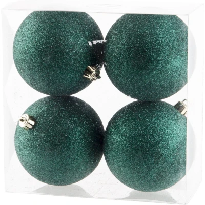 Afbeelding van Cosy &amp; Trendy Kerstballen 4 stuks donkergroen glitters 10 cm