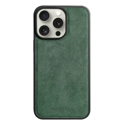 Afbeelding van iPhone 15 Pro Max Alcantara Case With MagSafe Magnet Midnight Green