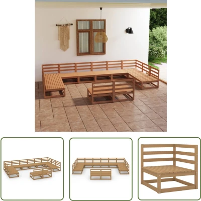 Afbeelding van vidaXL Lounge Set Tuinlounge 12 delige Loungeset massief Grenenhout Houten Buitendecor