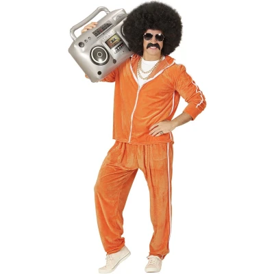 Afbeelding van Widmann Jaren 80 &amp; 90 Kostuum Fout Oranje 80s Retro Trainingspak Maaskant Fluweel Man Small Carnavalskleding Verkleedkleding