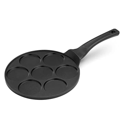 Afbeelding van Navaris pannenkoekenpan anti aanbak 7 gaten Pancake pan voor mini pannenkoeken Alle fornuizen inclusief inductie Pancakes, omelet of crêpes