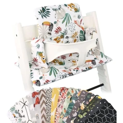 Afbeelding van Stoelverkleiner TrippTrapp Geschikt voor Stokke Tripp Trapp Kussenset Kinderstoel Verkleiner Perfecte Pasvorm Geplastificeerd en Snel Schoon Wit aap