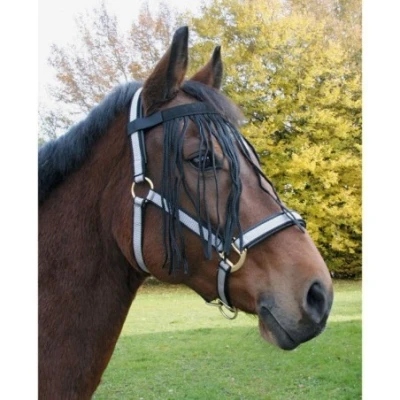 Afbeelding van Vliegenfrontriem nylon zwart maat pony