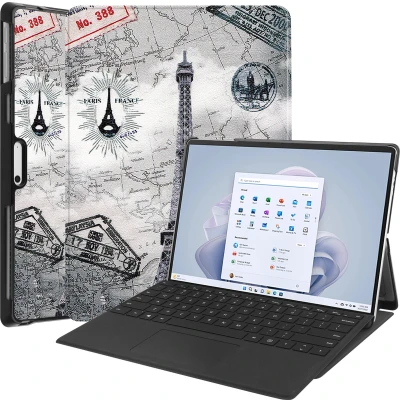 Afbeelding van Case2go Hoes geschikt voor Microsoft Surface Pro 9 13 inch Cover Book Case met Stand Functie Eiffeltoren