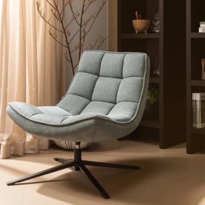 Afbeelding van WOOOD Maudi Draaifauteuil Polyester Blue Stone 84x74x86