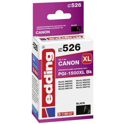 Afbeelding van Edding Inktcartridge vervangt Canon PGI 1500BK XL Compatibel Zwart EDD 526 18