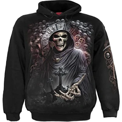 Afbeelding van Spiral Reaper Time Trui met capuchon zwart L 100% katoen Horror, Rock wear, Schedels