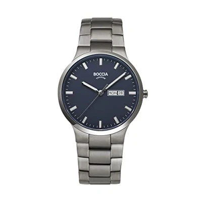 Afbeelding van Boccia 3649 02 Horloge Titanium zilverkleurig blauw 39 mm