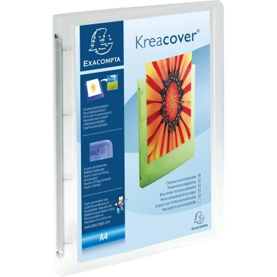 Afbeelding van Exaclair Personaliseerbare ringmap Kreacover 4 ringen, transparant wit 12 stuks