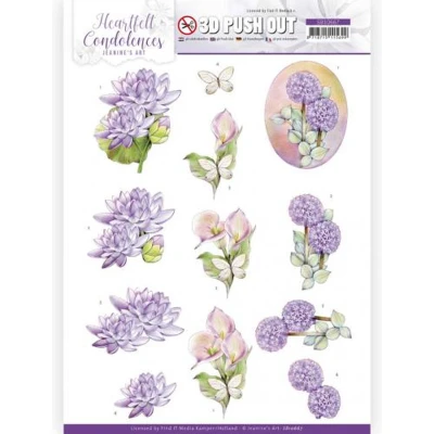 Afbeelding van 3D Push Out Jeanine&#039;s Art Heartfelt Condolences Purple Flowers