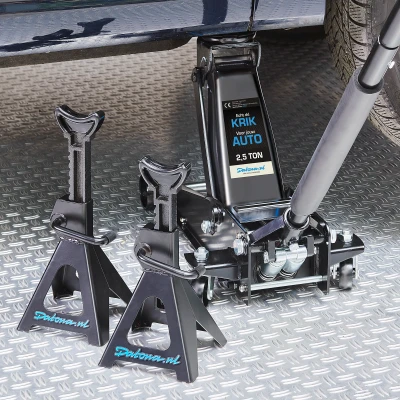 Afbeelding van Datona Hydraulische Autokrik 2,5 Ton + Assteunen Set 3 Per Stuk Mat zwart