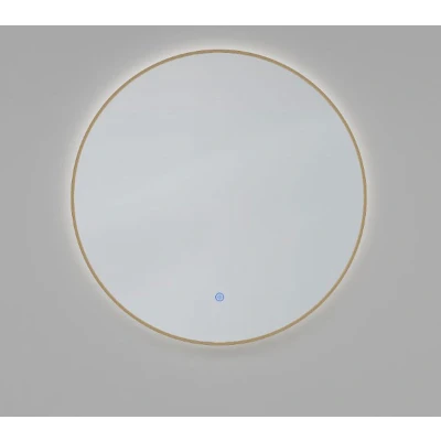 Afbeelding van Wiesbaden Novi ronde spiegel met LED, dimbaar 60 cm geborsteld messing