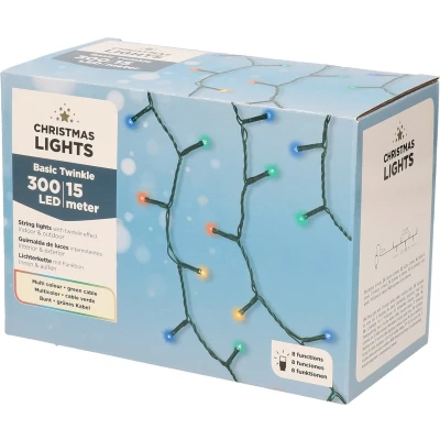Afbeelding van LED twinkelende buitenverlichting kleur 300 lampjes Kerstverlichting kerstboom