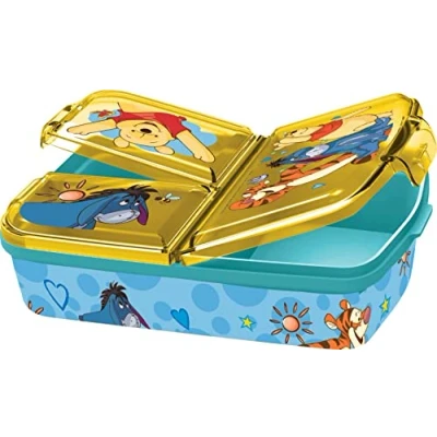 Afbeelding van p:os 33714 broodtrommel met Winnie The Pooh motief, 3 vakken, ca. 14 x 18,5 5,5 cm, van kunststof, bpa en ftalaatvrij, ideaal voor het ontbijt pauze, kleuterschool school,veelkleurig