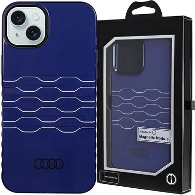 Afbeelding van Audi IML Grille Pattern Back Case (MagSafe Compatible Geschikt voor Apple iPhone 15 (6.1&quot;) Blauw