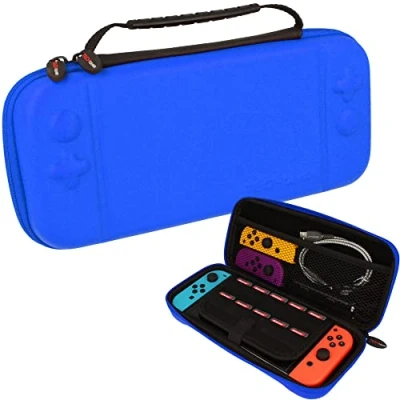 Afbeelding van TECHGEAR Switch OLED hoes, harde beschermende draagtas voor reizen en opslag ontworpen Nintendo + Joy Con controllers 10 gamekaartsleuven accessoires [BLAUW]