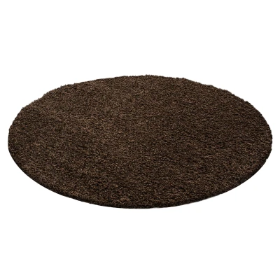 Afbeelding van Basic Shaggy vloerkleed Bruin Hoogpolig 160 cm rond
