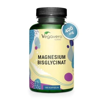 Afbeelding van Vegavero Magnesiumbisglycinaatcapsules hoge dosering 400 mg elementair magnesium per dag tegen vermoeidheid* Laboratorium getest &amp; veganistisch Zonder vulstoffen en additieven