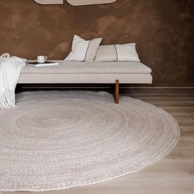 Afbeelding van Interieur05 Wollen vloerkleed Rond Gapo Beige 180cm