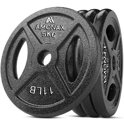 Afbeelding van Amonax Gietijzeren halterschijvenset, 2,5 kg, 5 10 kg halterplaten voor 1 inch halterschijven, metalen gewichtheffen, heupdruk, stalen halterschijven thuisgymnastiek
