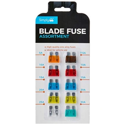 Afbeelding van Simply BF819 Lichtmetalen zekeringassortiment, ideaal voor voertuiggebruik, 10 stuks en 7 typen, 5A, 7,5A, 10A, 15A, 20A, 25A, 30A, multifunctionele autozekering, delige set