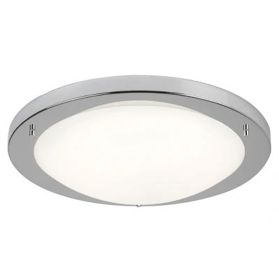 Afbeelding van Searchlight LED Flush Plafondlamp Badkamer Ø 41 X 9 Cm 20W Incl. IP44 Satijn Zilver En Wit