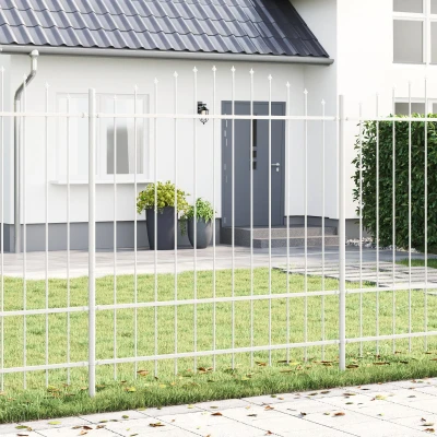 Afbeelding van vidaXL Tuinhek met Hoepeltop Wit 3,4x1,75 m Staal