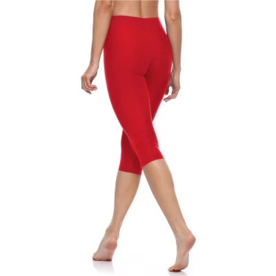 Afbeelding van Merry Style MS MS10 199 LE 2Pack Dames Capri Leggings Sport Vrijetijdsbroek 3/4 Lengte Katoen Yogabroek Zwart/Rood XL