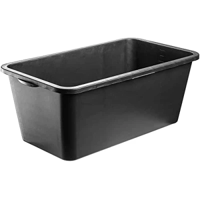Afbeelding van KADAX mortelbak 60 liter, voor bouwplaats, 70 x 39 28 cm, vierkante cementbak van kunststof, zwarte mortelkist, stabiele betonbak met handgrepen, eetbak, bouwbak, mortar box