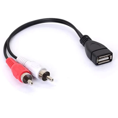Afbeelding van Tomost USB naar RCA kabel, A 2.0 Vrouwelijk 2 Mannelijke Jack Y Splitter Audio Video AV Composiet Adapterkabel (20 CM)