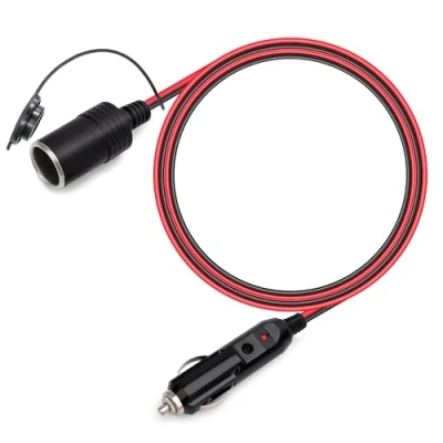 Afbeelding van GUNGY Verlengkabel voor de auto, 1 meter, sigarettenaansteker, stekker, verlenging, 16 AWG, waterdicht, met 15 A zekering 12 V/24 V stroom, stopcontact, adapter, vrachtwagen, camping, camper
