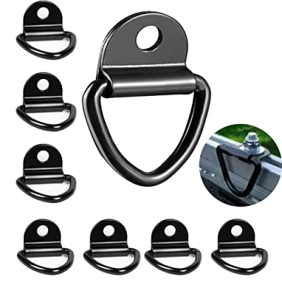 Afbeelding van 8 stuks V verankeringsringen van 304 roestvrij staal, belasting 400 kg, bevestigingsringen, haken 82 x 63 mm, voor laadveiligheid in auto, vrachtwagen, boot en aanhanger, zwart