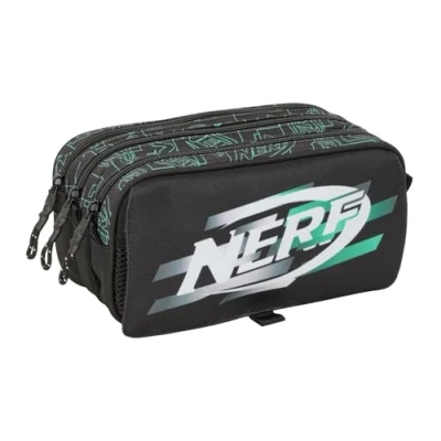Afbeelding van Pennenetui met 3 vakken Nerf Game Zwart 21,5 x 10 8 cm