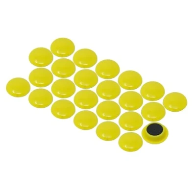 Afbeelding van Kleine gele planningsmagneten voor koelkast, whiteboard, notitiebord, archiefkast 24 stuks