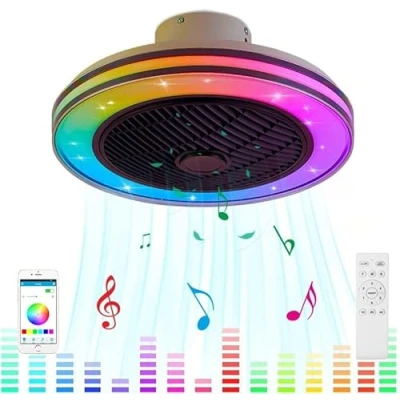 Afbeelding van Stille LED plafondventilator met verlichting en Bluetooth luidspreker RGB muziek ventilator plafondlicht afstandsbediening Dimbare Fan plafondlamp voor slaapkamer Kinderkamer Lamp Light