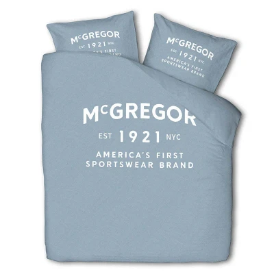 Afbeelding van Dekbedovertrek McGregor Boston Eenpersoons (140x240 cm) Blauw Katoen Dessin: Tekst Dekbed Discounter.nl