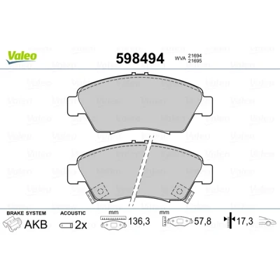 Afbeelding van Valeo Remblokset 598494