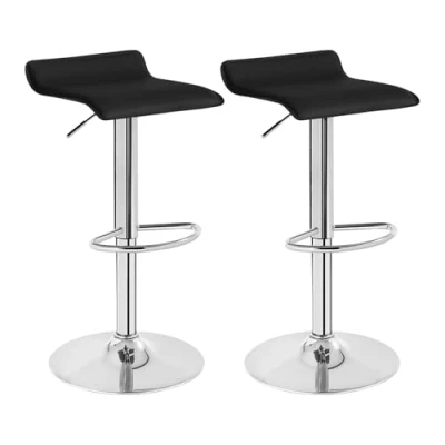 Afbeelding van WOLTU BH11sz 2 Barkrukken Set van in hoogte verstelbaar en 360 draaibaar,Barstoelen Zwart Kunstleer