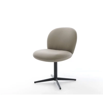 Afbeelding van DELIFE Draaistoel Nube Flex echt leer mud kruispoot zwart 360 draaibaar pocketveer kern