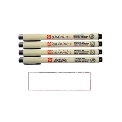 Afbeelding van Pigma Micron Zwart 4 alle veren set 1 mm, 2 3 borstel, gemaakt in Japan