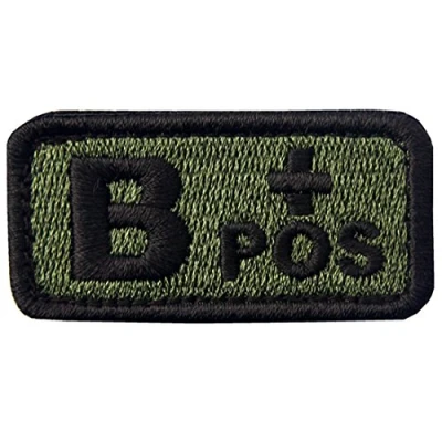 Afbeelding van Tactisch type B positieve bloedgroep embleem geborduurde patch met haak en lusbanden, olijfgroen